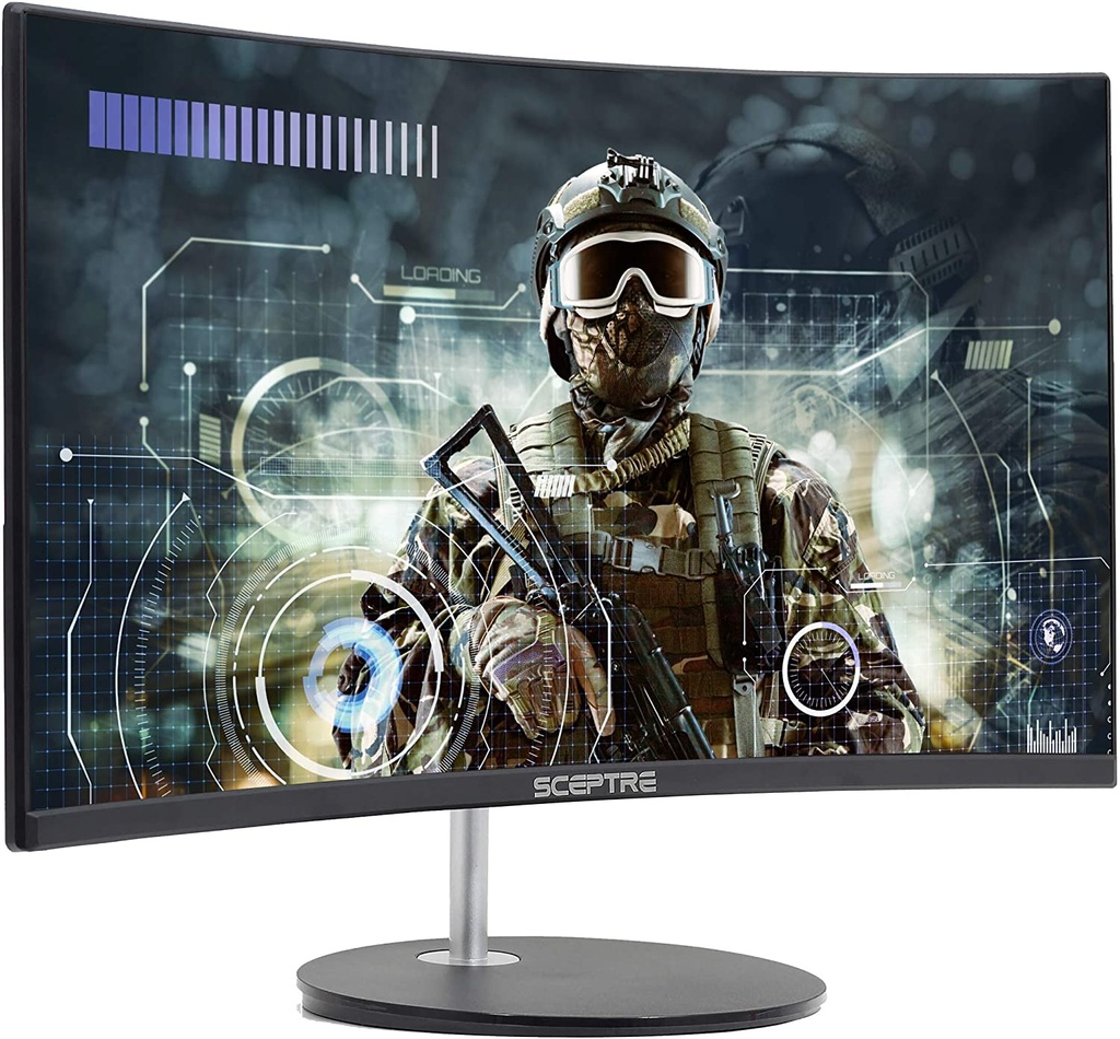 MONITOR SCEPTRE LED PROFESIONAL CURVADO DE 24 PULGADAS 75 HZ 1080P 98% SRGB HDMI VGA ALTAVOCES INTEGRADOS, COLOR NEGRO