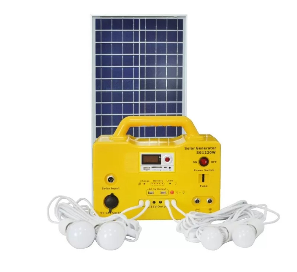 UPS PORTÁTIL BATERÍA 17A PANEL SOLAR 30W 6 BOMBILLOS