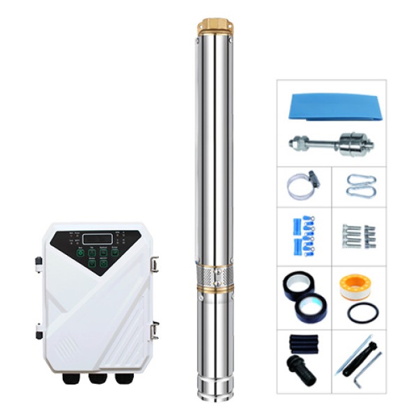 BOMBA SUMERGIBLE SOLAR 3&quot; 50 MTS 1,5&quot; SALIDA / 5200 LITROS POR HORA / 50 MTS DE PROFUNDIDA / 3&quot; DE DIAMETRO / 600 W DE POTENCIA