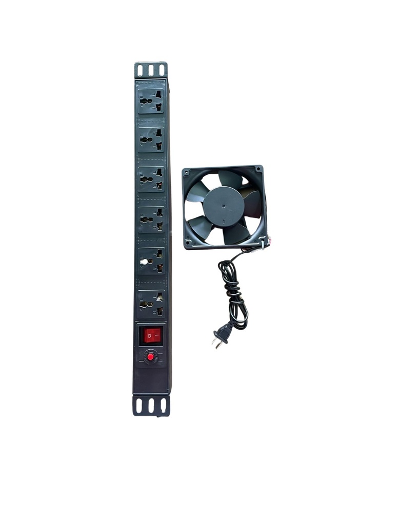 FAN COOLER Y REGLETA PDU PARA GABINETE DE RACK / 110V / Ø 120MM