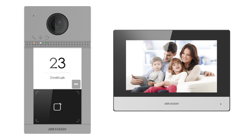 [DS-KIS604-P] KIT DE VIDEOPORTERO IP POE ESTANDAR CON LLAMADA A APP DE SMARTPHONE (HIKCONNECT)